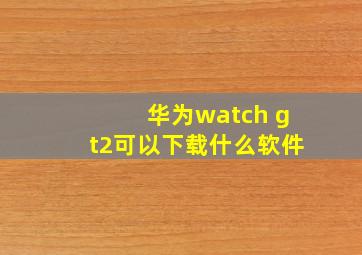 华为watch gt2可以下载什么软件